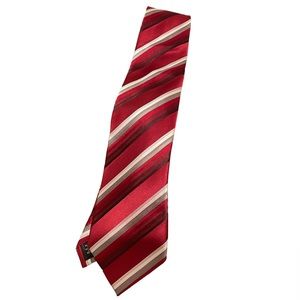 Van Heusen maroon, red, grey and cream striped tie. Stain resistant.